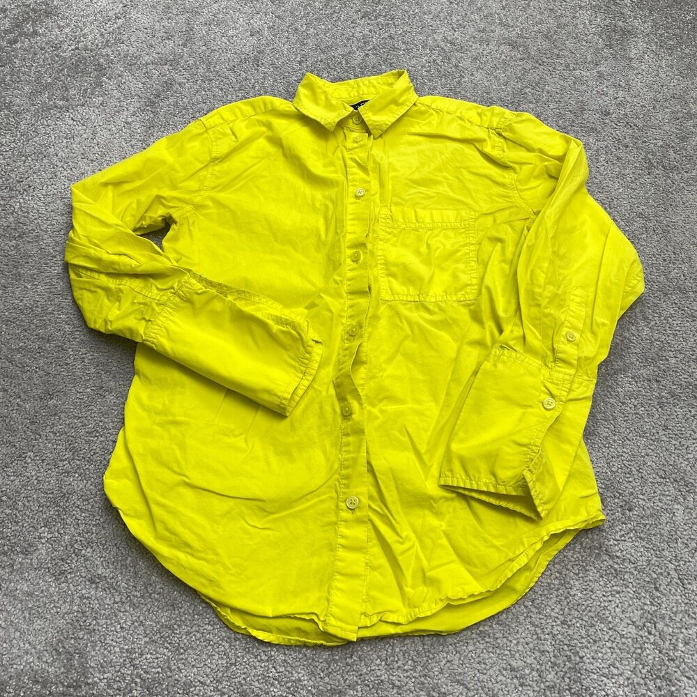 J. Crew Button Down Shirt Womens 00 Solid Yellow Long Sleeve Cotton Casual Top
